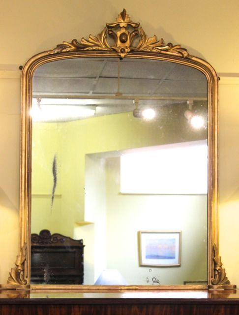 19thc. Gilt Over Mantle Mirror