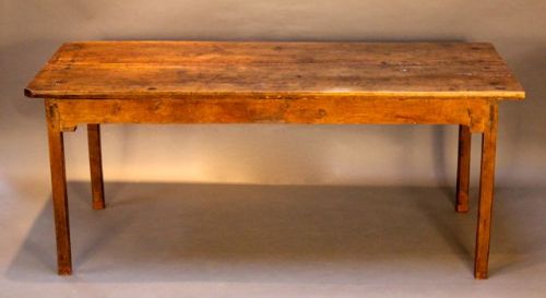 A 19thc. Rustic Two Plank Oak Refectory Table