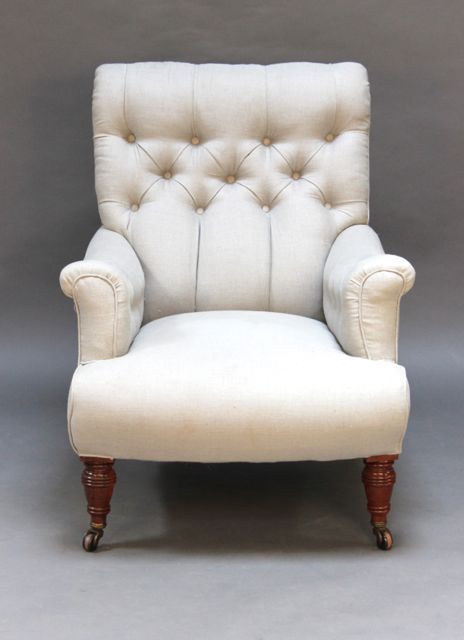A 19thc. Walnut Button Back Armchair