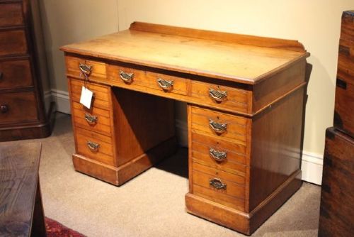 19thc Walnut Pedestal Desk