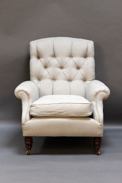 19thc Walnut Upholstered Button Back Chair