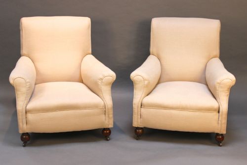 A Pair of Late 19thc. Easy Armchairs