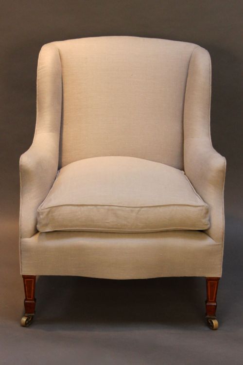 Late 19thc. Upholstered Wing  Armchair