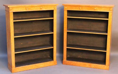 Pair of 19thc. Birds Eye Maple Bookcases