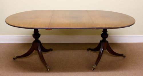 Late 19thc. Mahogany Two Pillar Dining Table