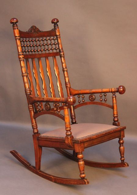 19thc. Beechwood Rocking Chair