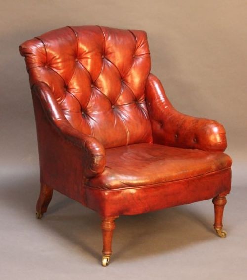 19thc Leather Button Back Armchair
by Holland and Son