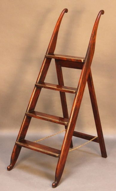 A Set of 19thc Mahogany Library Steps
