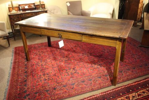 18thc. Oak Refectory Table with Four Plank Top