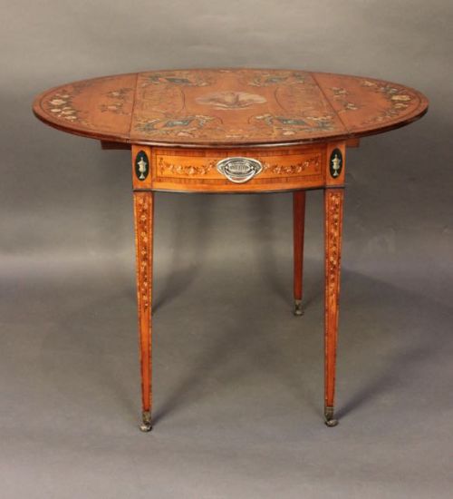 8thc. Satinwood Pembroke Table with Extensive Decoration
