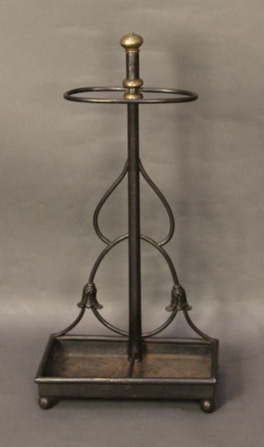 19thc. Stick Stand with Metal Tray