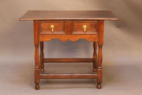 18thc. Oak Side Table with Single Drawer