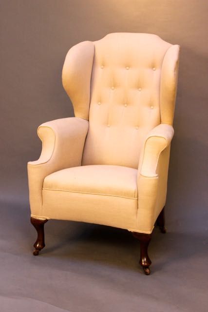 19thc. Generous Large Upholstered
wing Armchair