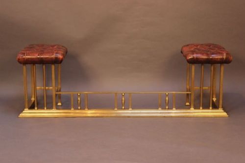 Early 20thc. Brass & Leather Club Fender