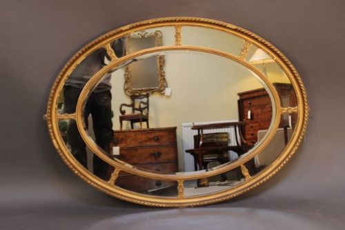 Late 19thc. Gilt Oval Wall Mirror