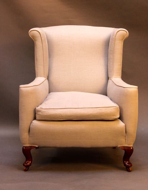 19thc. Walnut Upholstered Wing Armchair