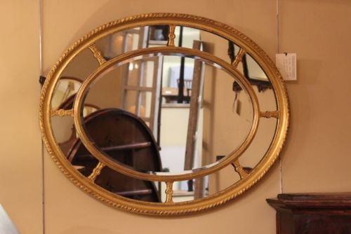 Late 19thc. Gilt Oval Wall Mirror
