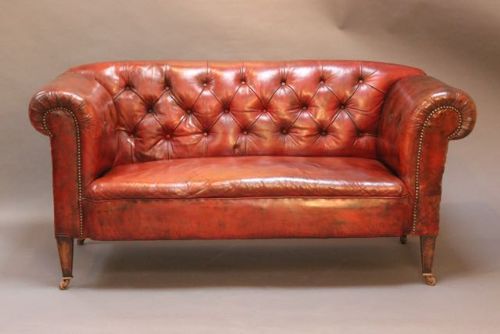19thc. Leather Button Back Chesterfield Sofa