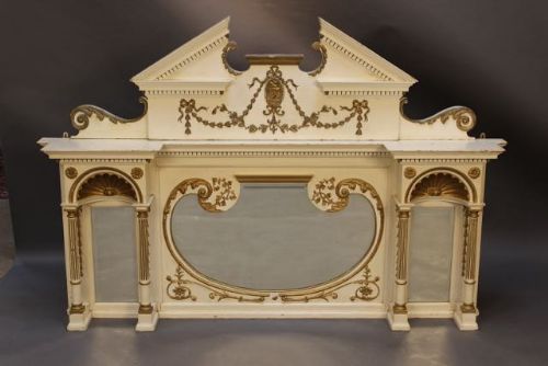Late 19thc. Painted Over Mantle Mirror/fire Surround