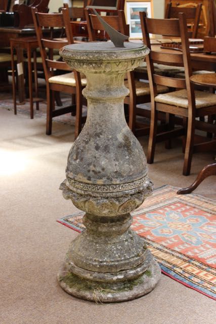Reconstituted Stone Pedestal Garden Sun Dial