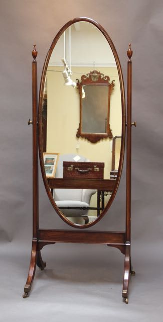 Late 19thc. Mahogany Cheval Mirror