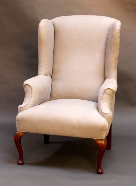 Small 19thc. Upholstered Wing Armchair