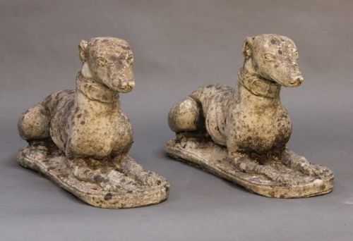 A Pair of Early 20thc. Stone Whippets