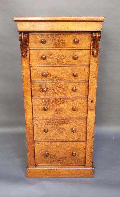 19thc. Walnut Wellington Secretaire Chest