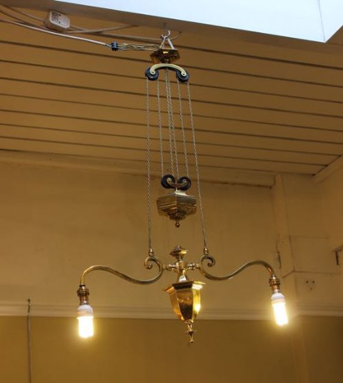 Late 19thc. Brass Rise & Fall Hanging Light