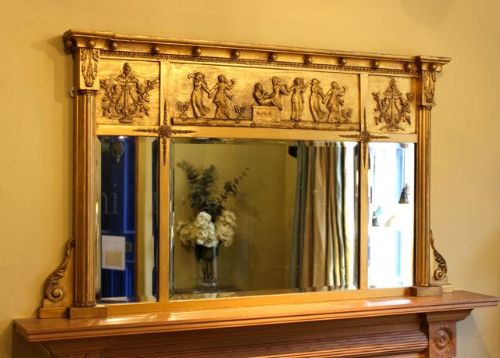 19thc. Gilt Over Mantle Mirror