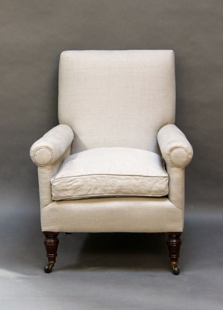 19thc. Mahogany Armchair on Turned Legs