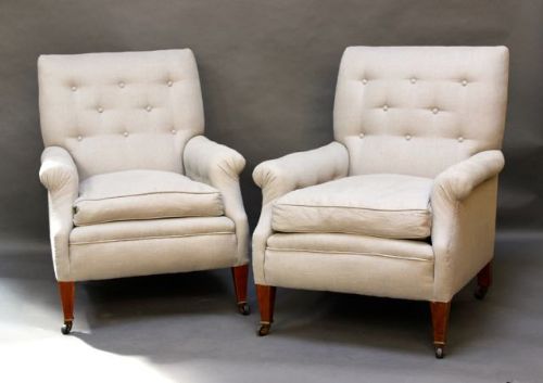 A Pair of Late 19thc. Howard Style Armchairs
