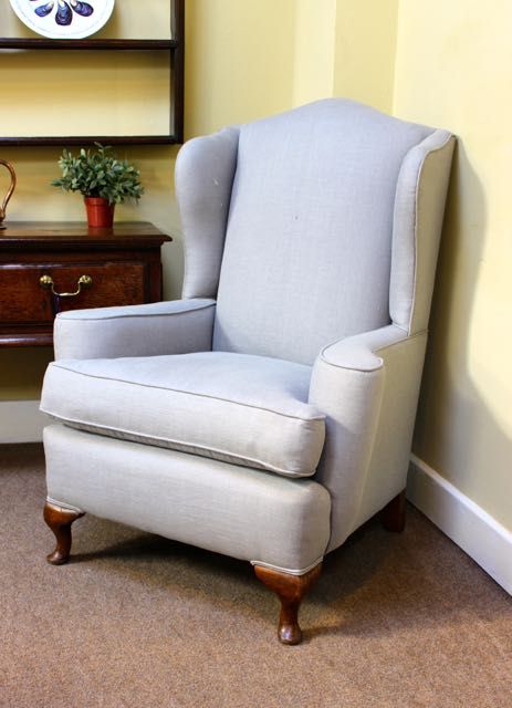 19thc. Walnut Upholstered Wing Armchair