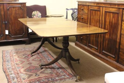 19thc. Mahogany Two Pillar Dining Table