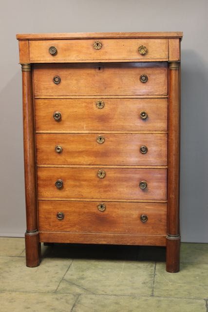Tall 19thc. Oak Chest of Drawers