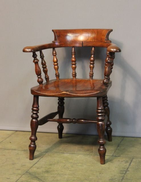 19thc. Elm & Ash Smoker’s Bow Chair