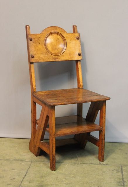An Oak Metamorphic Chair/library Steps
