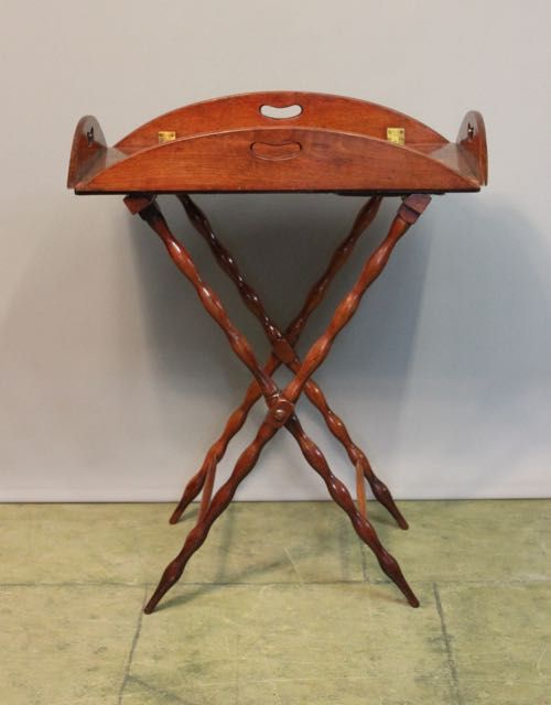19thc. Mahogany Butler’s Tray on Turned Stand
