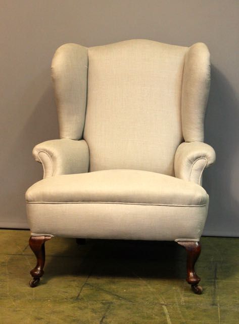 A 19thc. Upholstered Wing Armchair