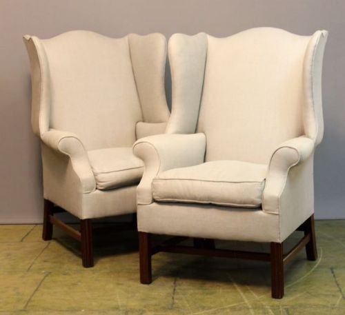 A Pair of Late 19thc. Mahogany Wing Back Armchairs