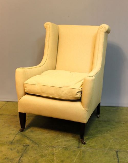 19thc. Mahogany Wing Armchair