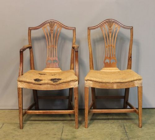 Late 19thc Set of Eight Walnut Dining Chairs