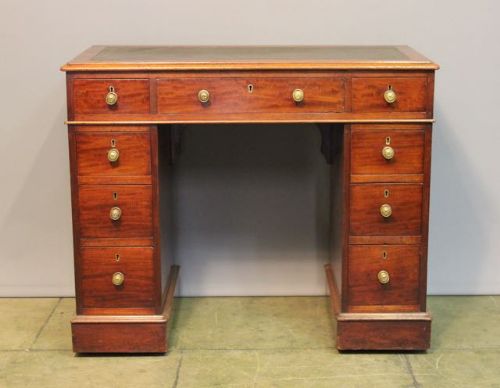 Small 19thc. Mahogany Pedestal or Knee Hole Desk