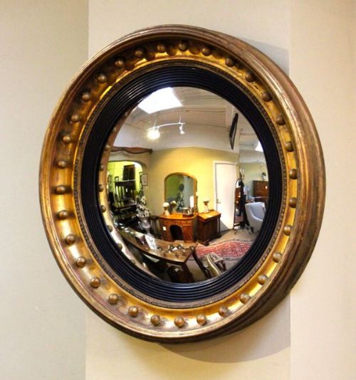 19thc Gilt Convex Mirror