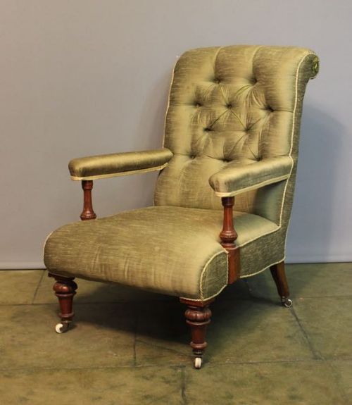 19thc Walnut Howard Style Armchair