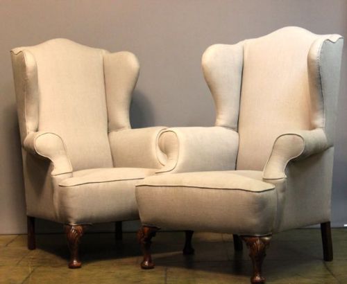 Pair of 19thc. Walnut Wing Armchairs
