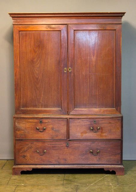 Small Late 18thc Mahogany Linen Press