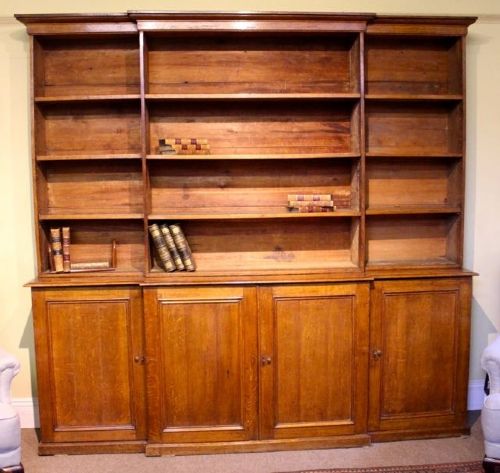 19thc. Oak Break Front Bookcase