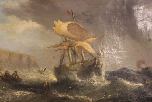 “Brig Aground on the Cornish Coast”