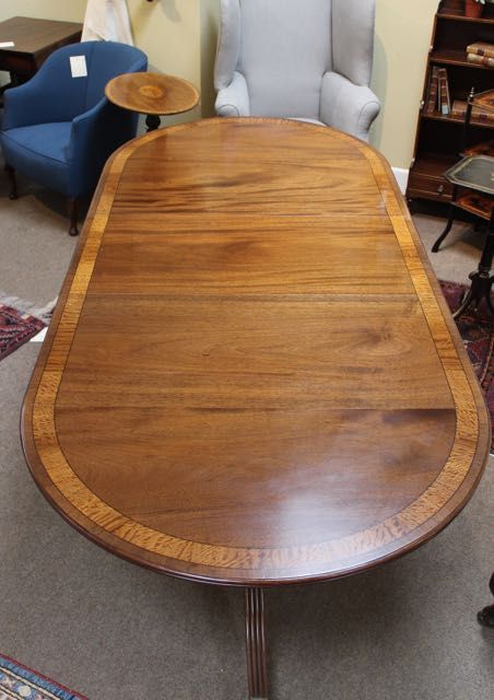 Early 20thc. Two Pillar Mahogany Dining Table